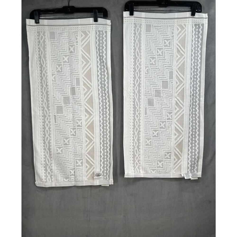 Anthropologie Windstream Hand towels Set of 4 Cotton Grey Montif
